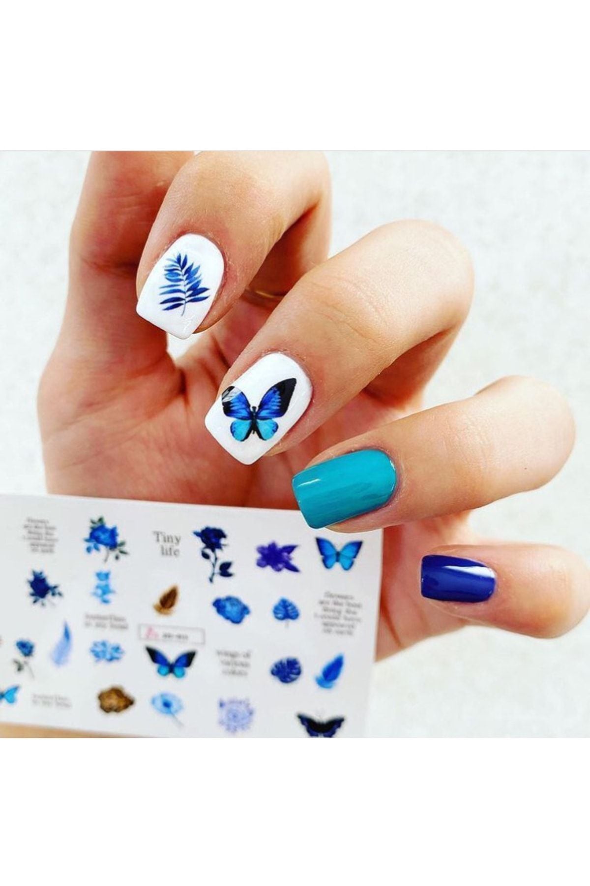 Kelebek Desenli Tırnak Dövmesi Tırnak Tattoo Nail Art Tırnak Sticker