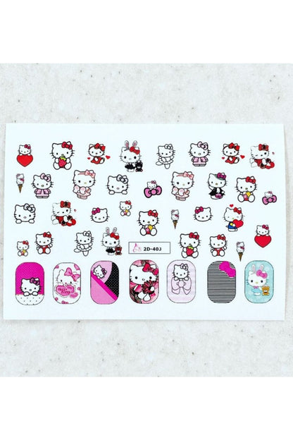 Hello Kitty Desenli Tırnak Dövmesi Tırnak Tattoo Nail Art Tırnak Sticker