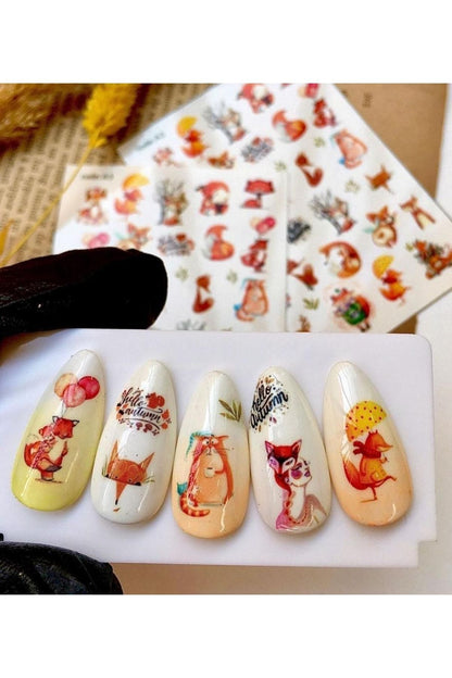 Son Bahar Desenli Tırnak Dövmesi Tırnak Tattoo Nail Art Tırnak Sticker