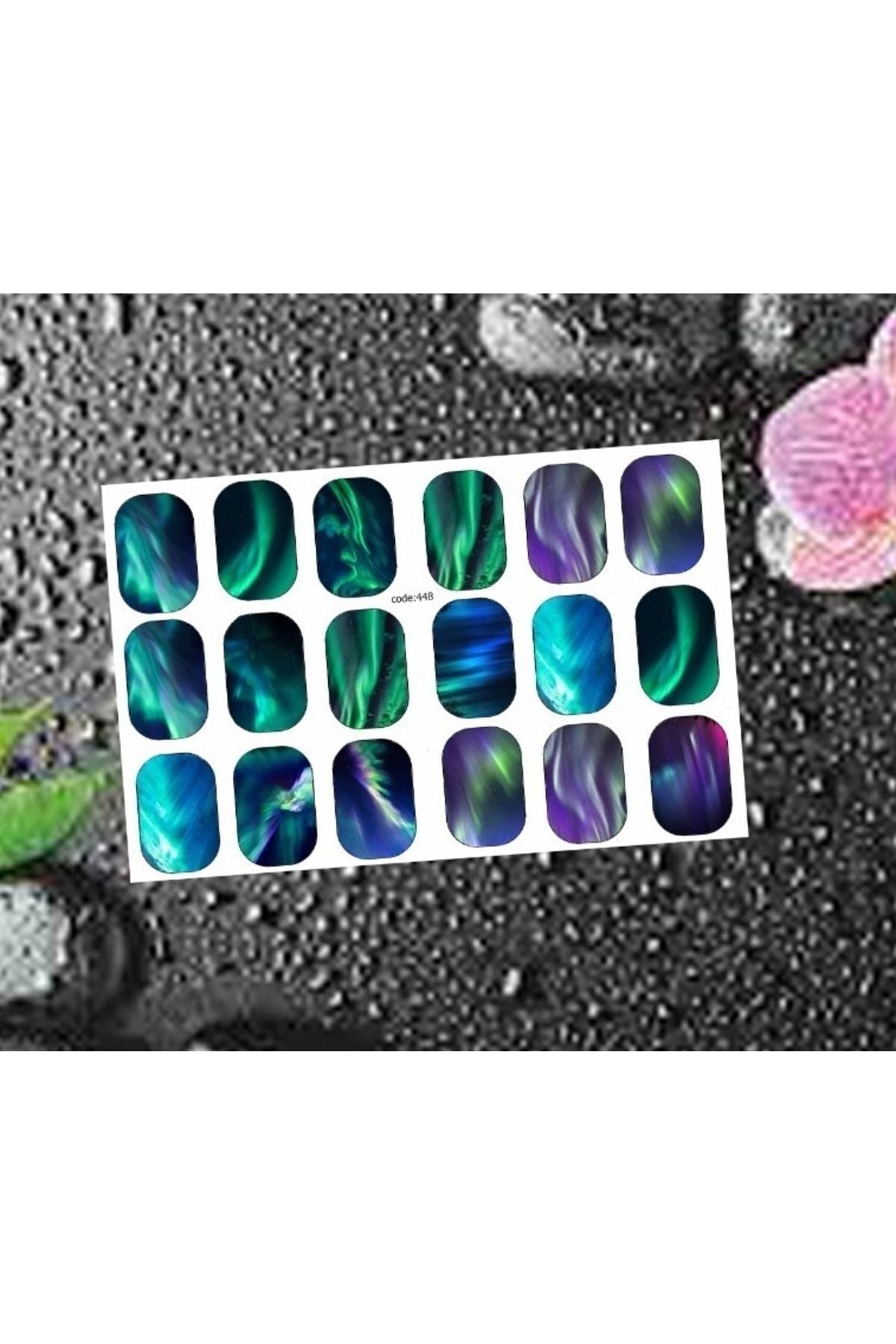 Kuzey Işıkları Mor Tırnak Dövmesi Tırnak Tattoo Nail Art Tırnak Sticker