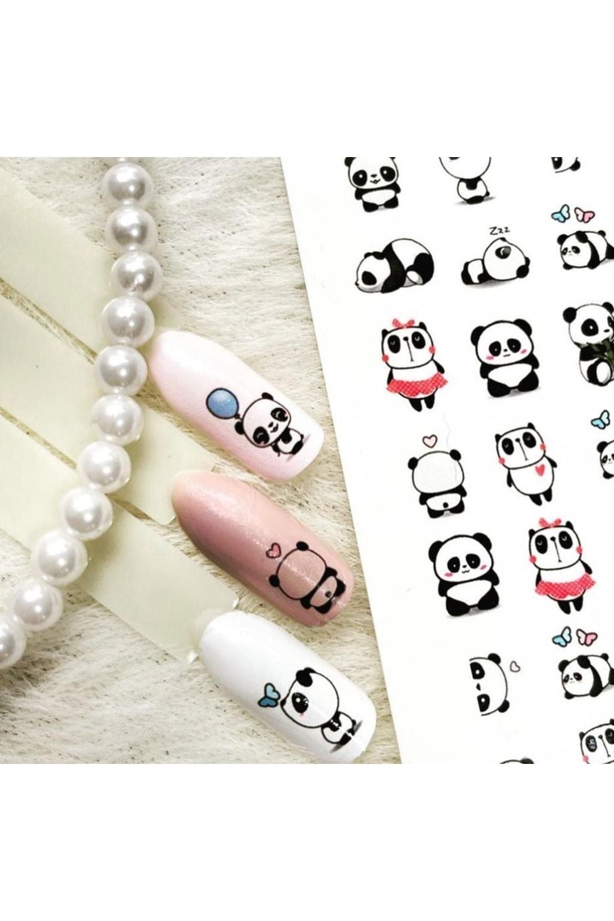 Love Panda Tırnak Dövmesi Tırnak Tattoo Nail Art Tırnak Sticker