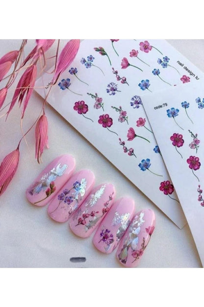 Gül Desenli Tırnak Dövmesi Tırnak Tattoo Nail Art Tırnak Sticker