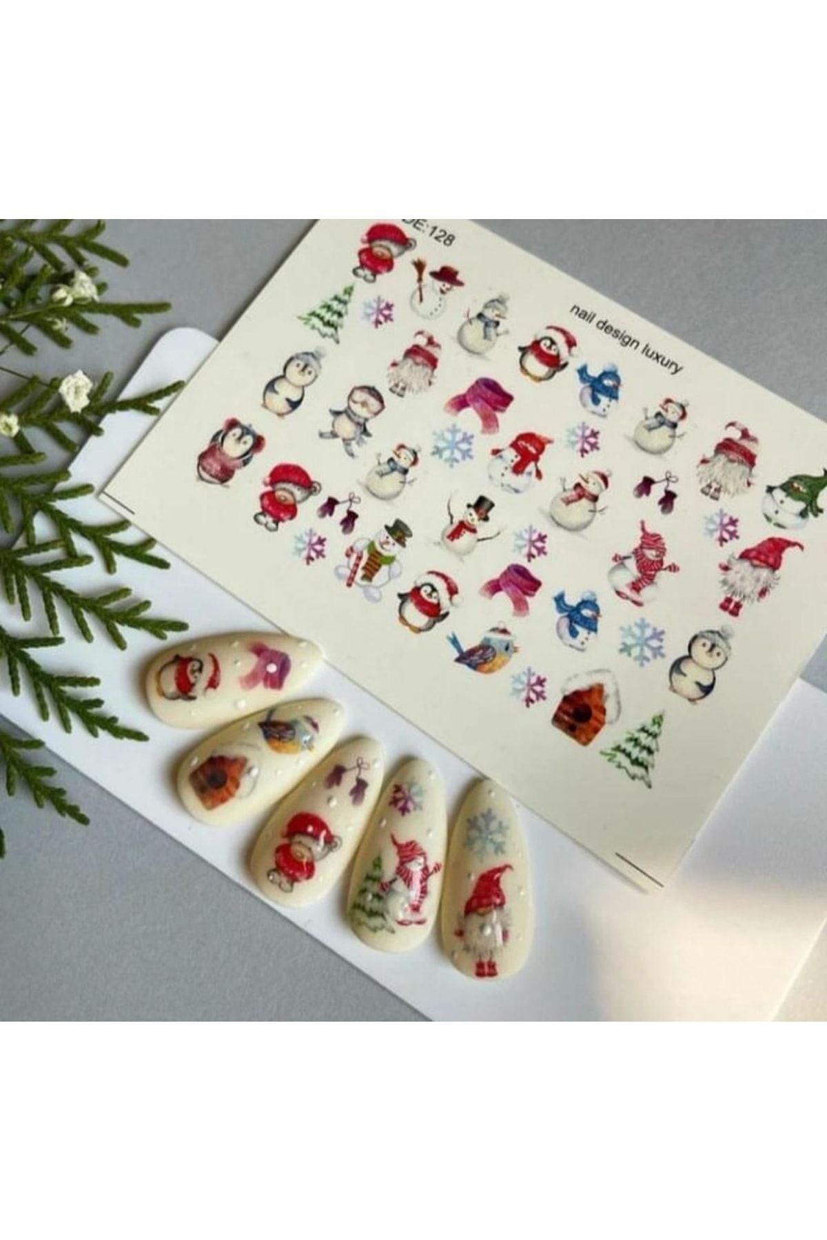 Yeni Yıl Yeni Yıl New Year Krismas Desenli Tırnak Dövmesi Tırnak Tattoo Nail Art Tırnak Sticker