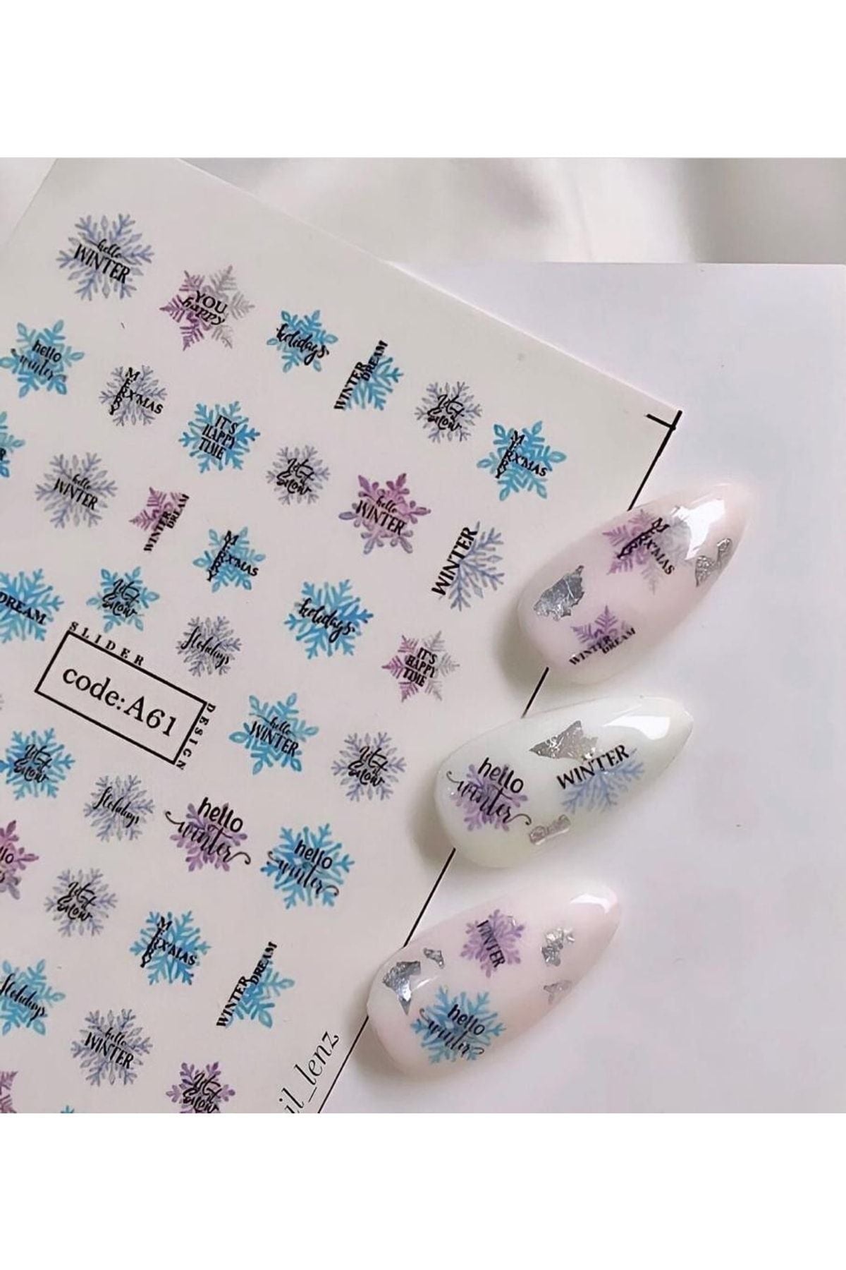 Kar Tanesi Desenli Tırnak Dövmesi Tırnak Tattoo Nail Art Tırnak Sticker