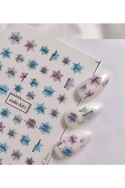 Kar Tanesi Desenli Tırnak Dövmesi Tırnak Tattoo Nail Art Tırnak Sticker