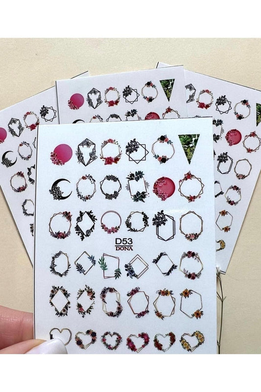 Halka Gül Desenli Tırnak Dövmesi Tırnak Tattoo Nail Art Tırnak Sticker