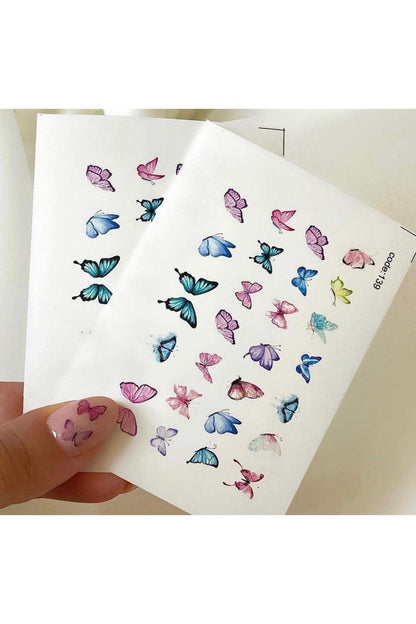 Kelebek Desenli Tırnak Dövmesi Tırnak Tattoo Nail Art Tırnak Sticker