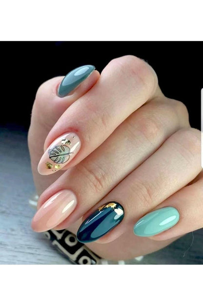 Renkli Yaprak? Desenli Tırnak Dövmesi Tırnak Tattoo Nail Art Tırnak Sticker