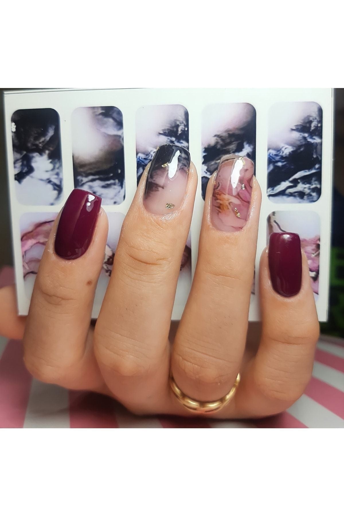 Güneş Batımı? Desenli Tırnak Dövmesi Tırnak Tattoo Nail Art Tırnak Sticker