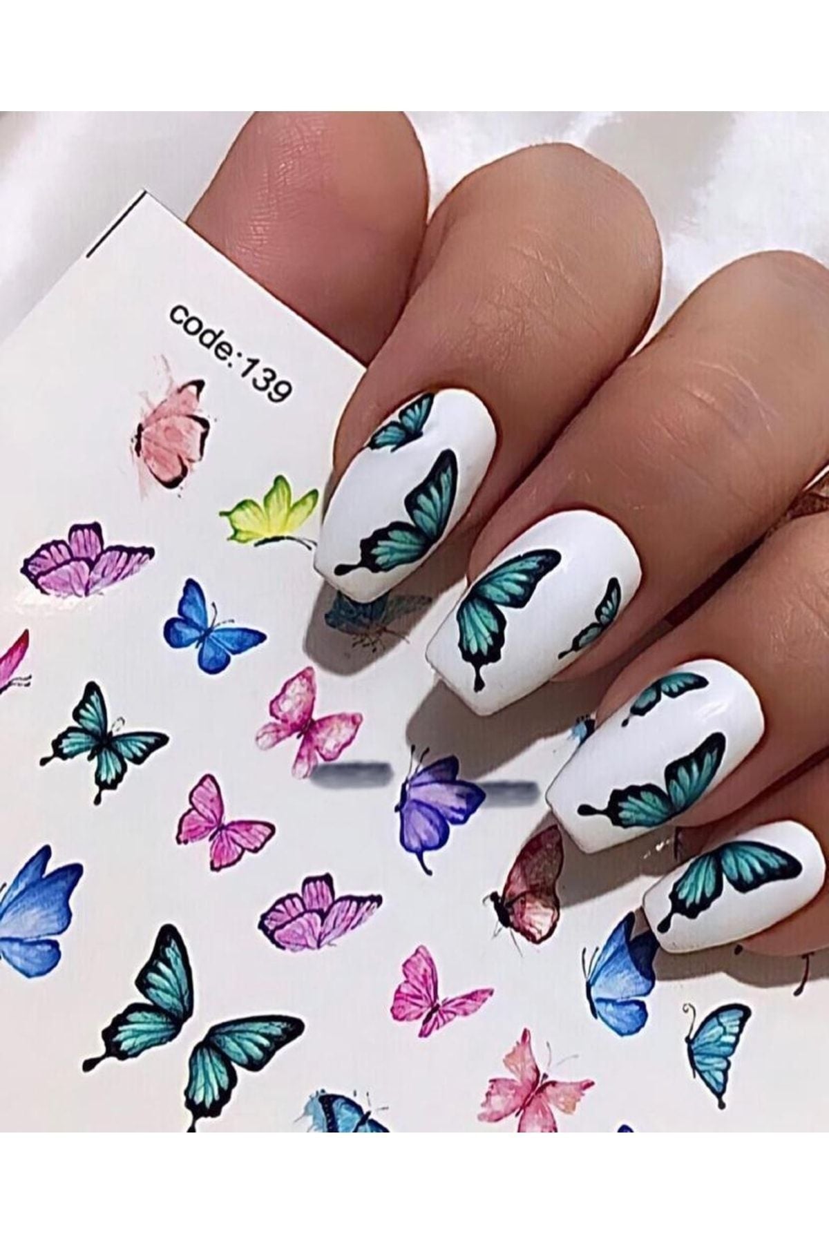 Kelebek Desenli Tırnak Dövmesi Tırnak Tattoo Nail Art Tırnak Sticker