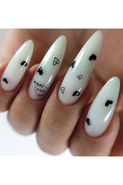 Kalp Desenli Tırnak Dövmesi Tırnak Tattoo Nail Art Tırnak Sticker