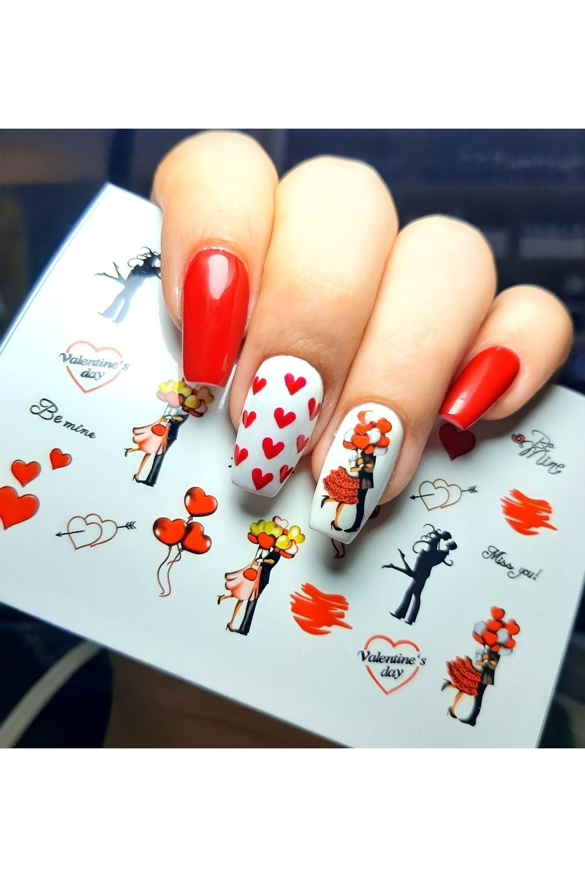 Sevgili Aşk Desenli Tırnak Dövmesi Tırnak Tattoo Nail Art Tırnak Sticker