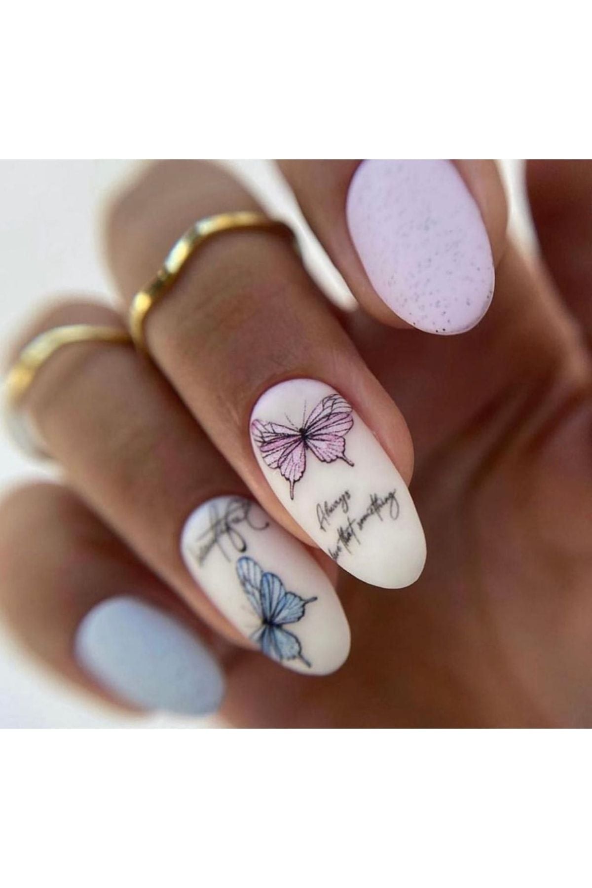 Aşk Kelebekleri Desenli Tırnak Dövmesi Tırnak Tattoo Nail Art Tırnak Sticker