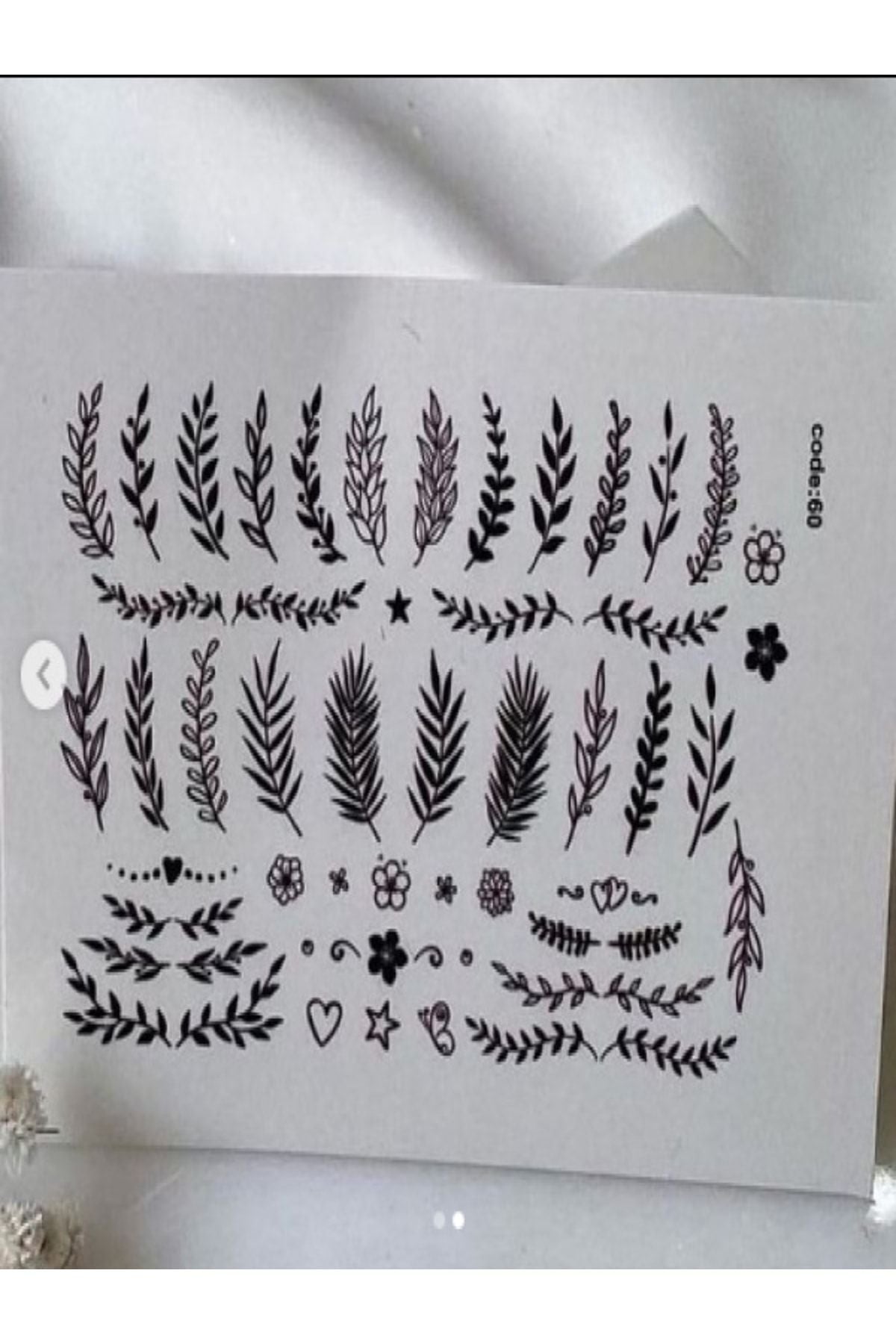 Yaprak Desenli Tırnak Dövmesi Tırnak Tattoo Nail Art Tırnak Sticker