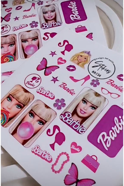 Barbi Desenli Tırnak Dövmesi Tırnak Tattoo Nail Art Tırnak Sticker