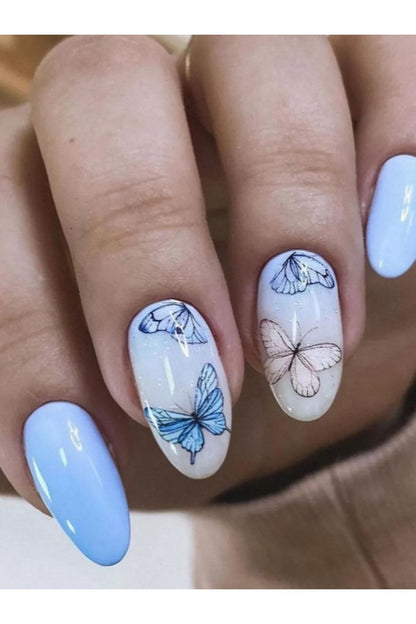 Aşk Kelebekleri Desenli Tırnak Dövmesi Tırnak Tattoo Nail Art Tırnak Sticker