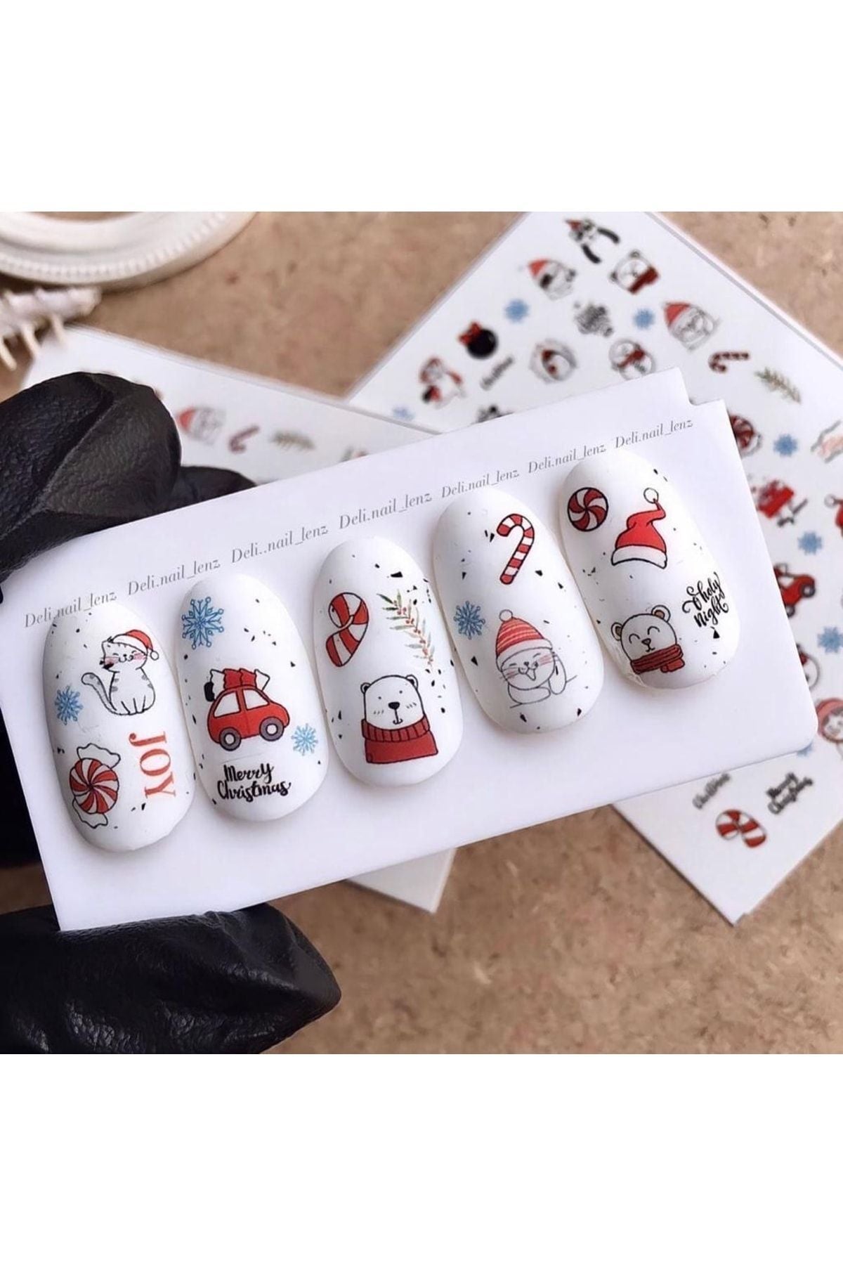 Yeni Yıl Desenli Tırnak Dövmesi Tırnak Tattoo Nail Art Tırnak Sticker