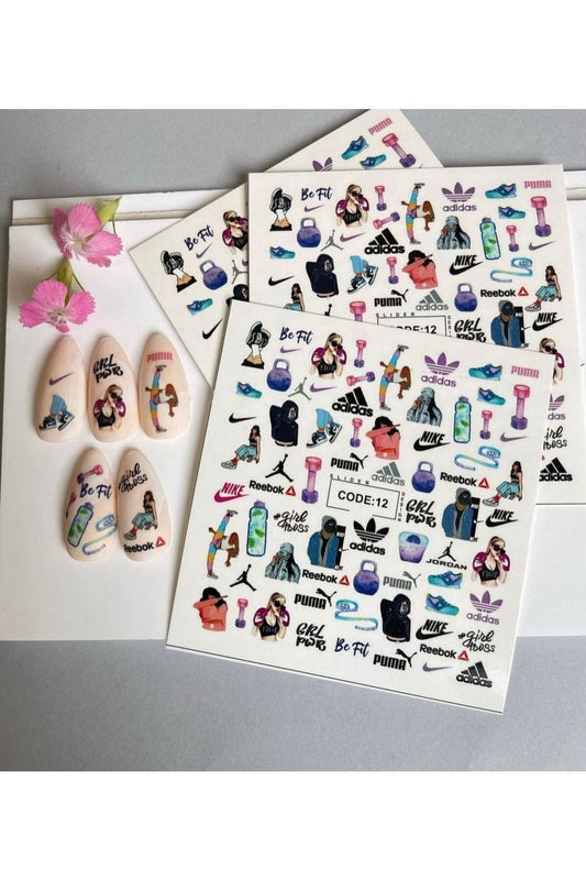 Spor Desenli Tırnak Dövmesi Tırnak Tattoo Nail Art Tırnak Sticker