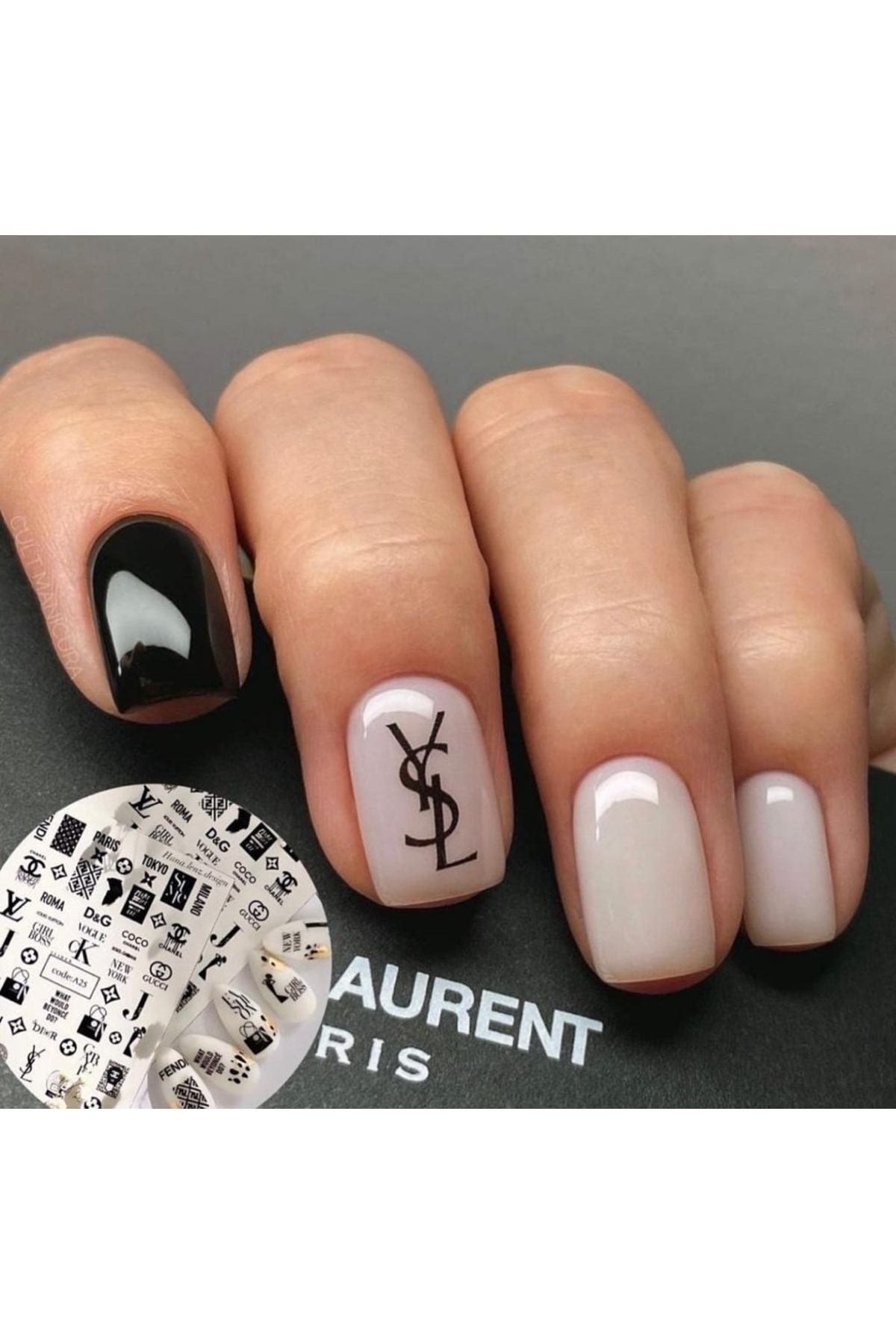 Syl? Vl Desenli Tırnak Dövmesi Tırnak Tattoo Nail Art Tırnak Sticker