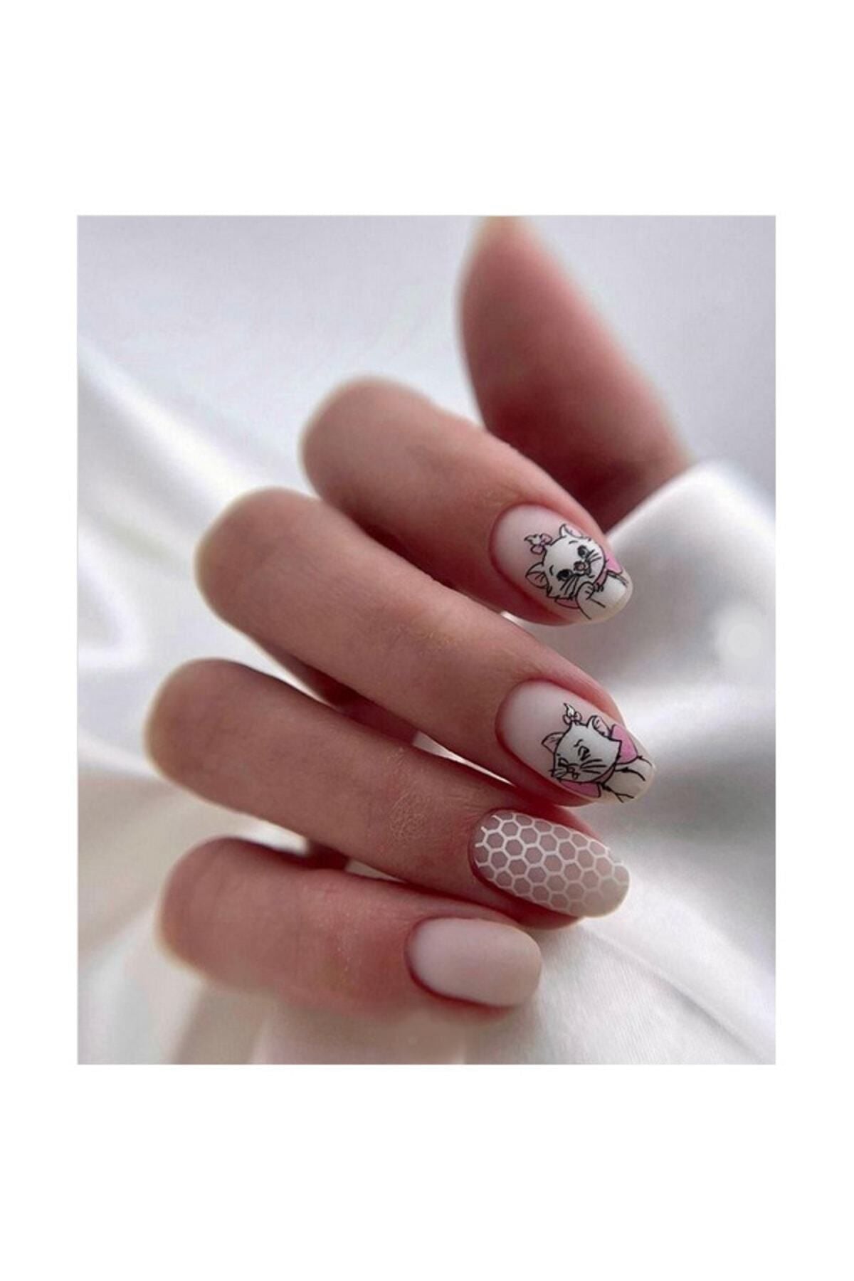 Kedi Desenli Tırnak Dövmesi Tırnak Tattoo Nail Art Tırnak Sticker