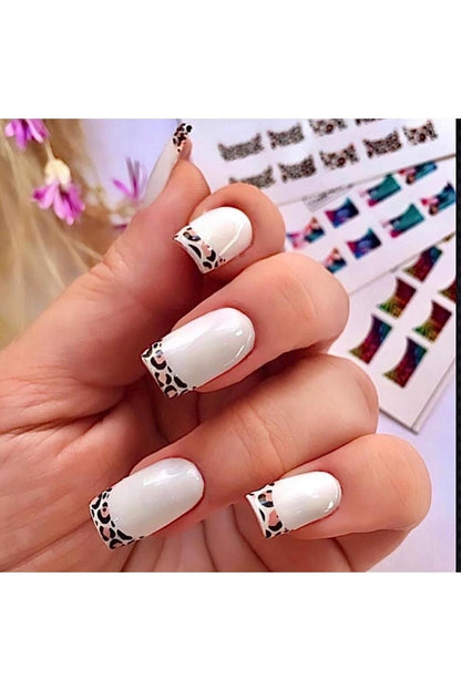 Leopar Tırnak Frenç Desenli Tırnak Dövmesi Tırnak Tattoo Nail Art Tırnak Sticker