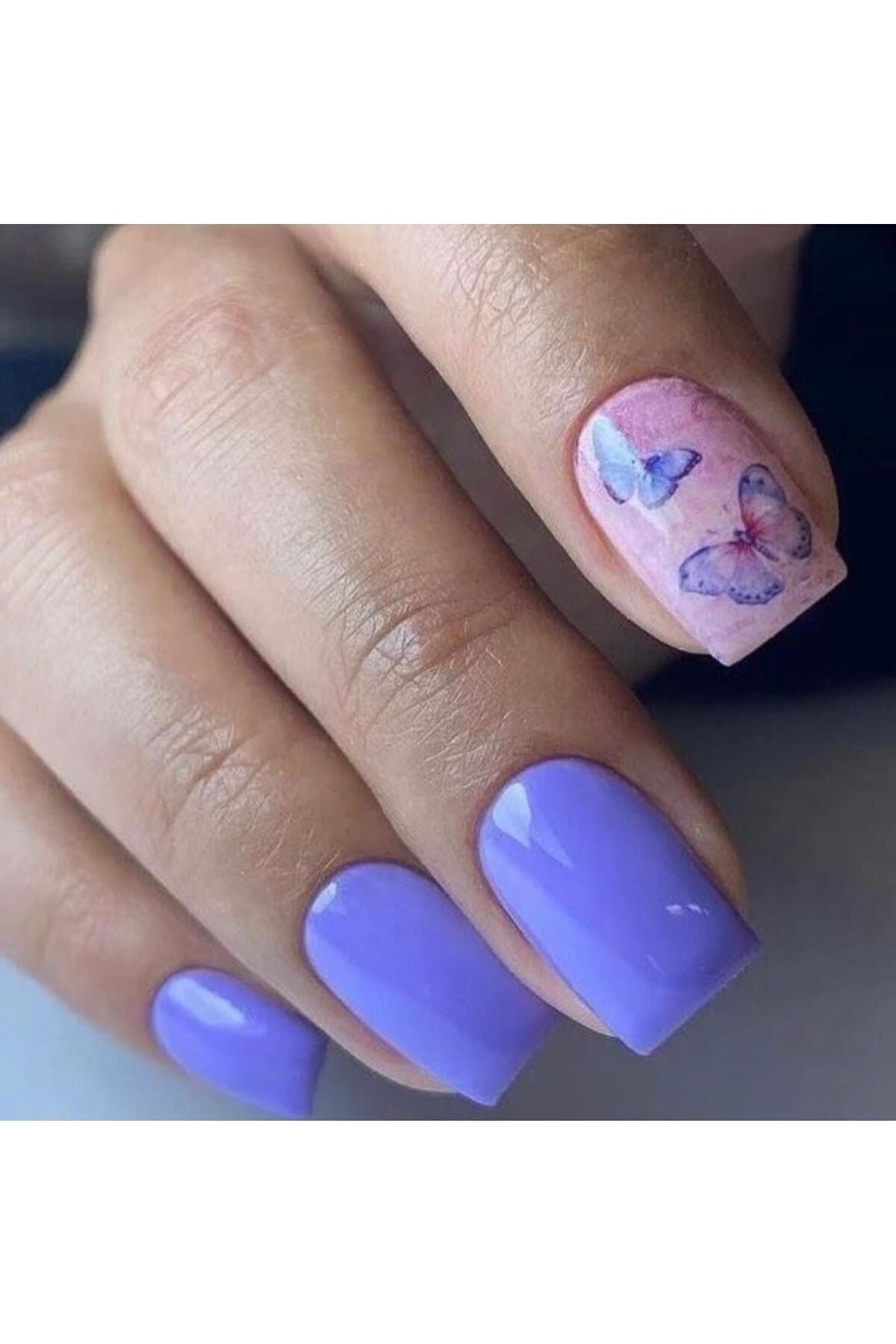 Mor Gül Desenli Tırnak Dövmesi Tırnak Tattoo Nail Art Tırnak Sticker