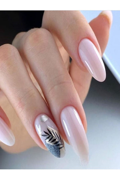 Yaprak Desenli Tırnak Dövmesi Tırnak Tattoo Nail Art Tırnak Sticker