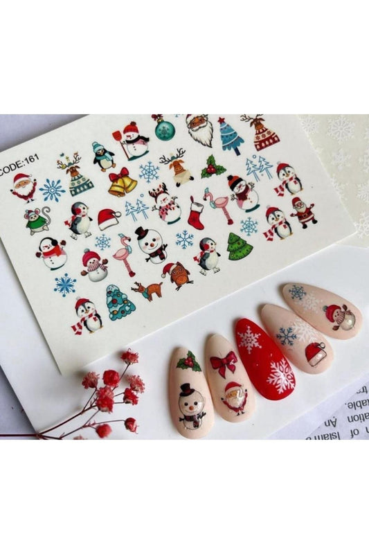 Yeni Yıl Desenli Tırnak Dövmesi Tırnak Tattoo Nail Art Tırnak Sticker