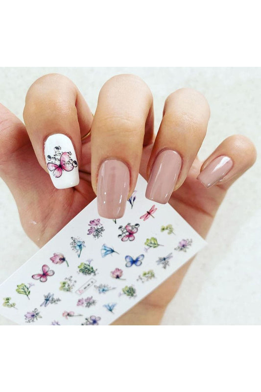 Rengarenk Gül Desenli Tırnak Dövmesi Tırnak Tattoo Nail Art Tırnak Sticker