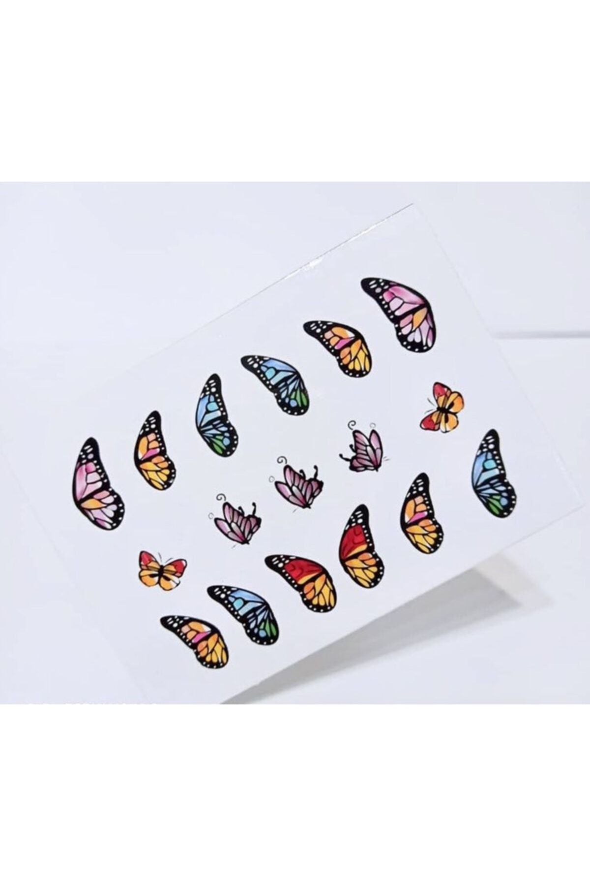 Yarım Kelebek Desenli Tırnak Dövmesi Tırnak Tattoo Nail Art Tırnak Sticker