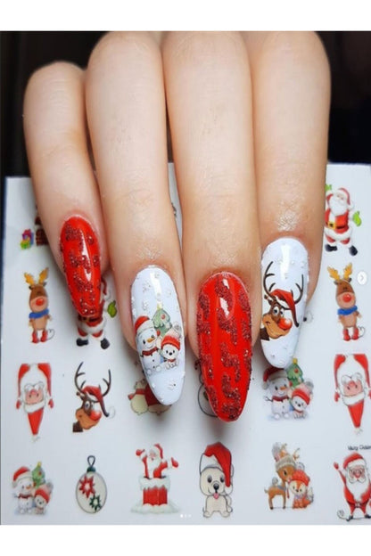 Yeni Yıl Desenli Tırnak Dövmesi Tırnak Tattoo Nail Art Tırnak Sticker