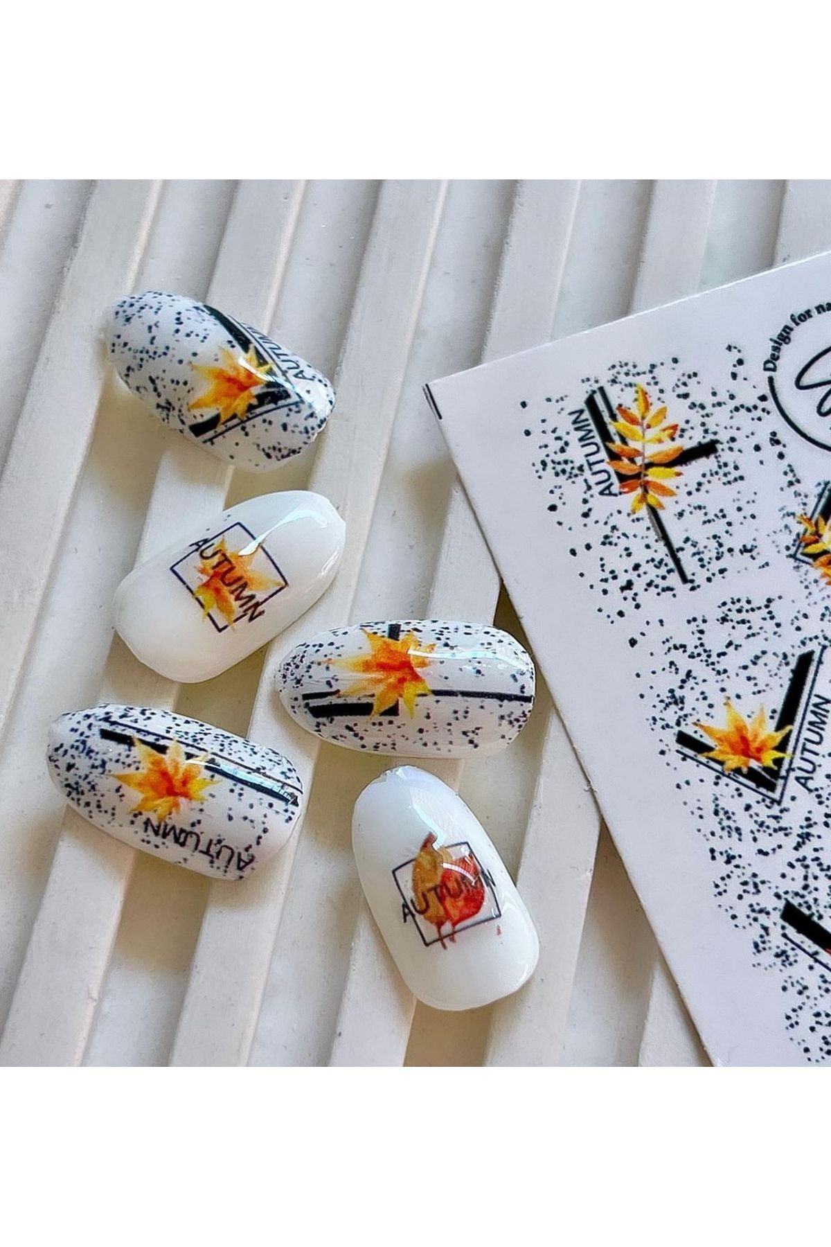 Son Bahar Yaprak Desenli Tırnak Dövmesi Tırnak Tattoo Nail Art Tırnak Sticker