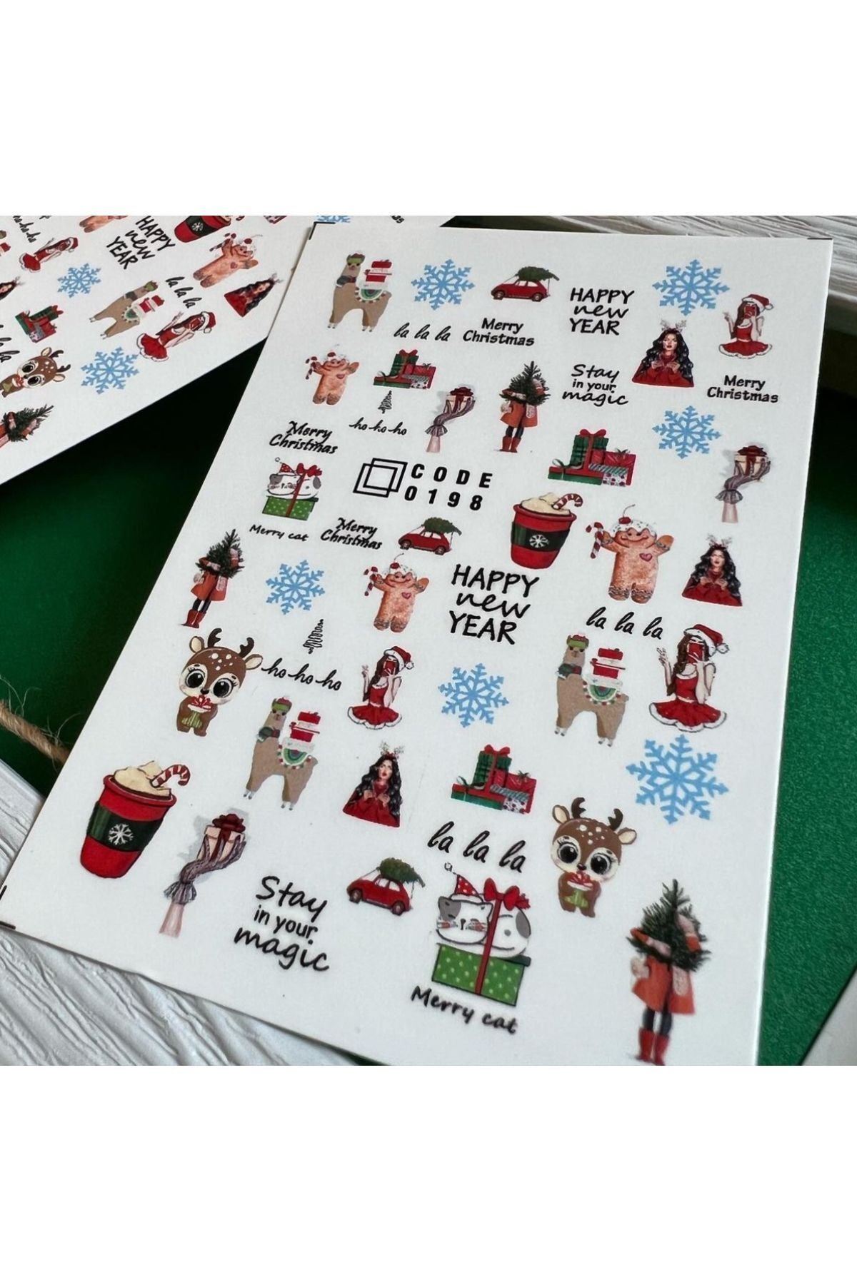 Yeni Yıl krismas Desenli Tırnak Dövmesi Tırnak Tattoo Nail Art Tırnak Sticker