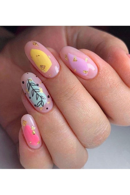 Yaprak Desenli Tırnak Dövmesi Tırnak Tattoo Nail Art Tırnak Sticker