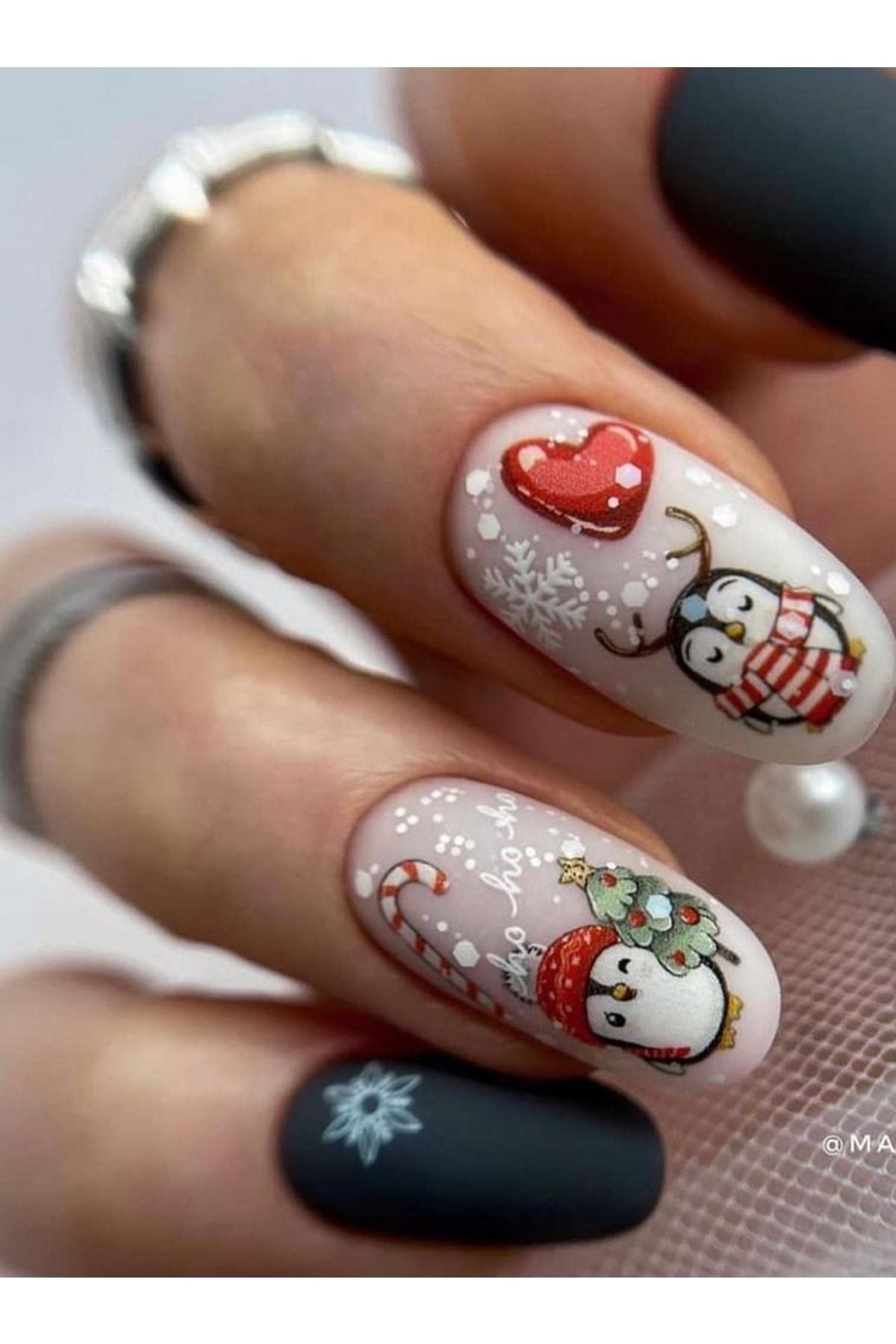 Yeniyıl Kar Ve Panda New Year Yeni Yıl Desenli Tırnak Dövmesi Tırnak Tattoo Nail Art Tırnak Sticker