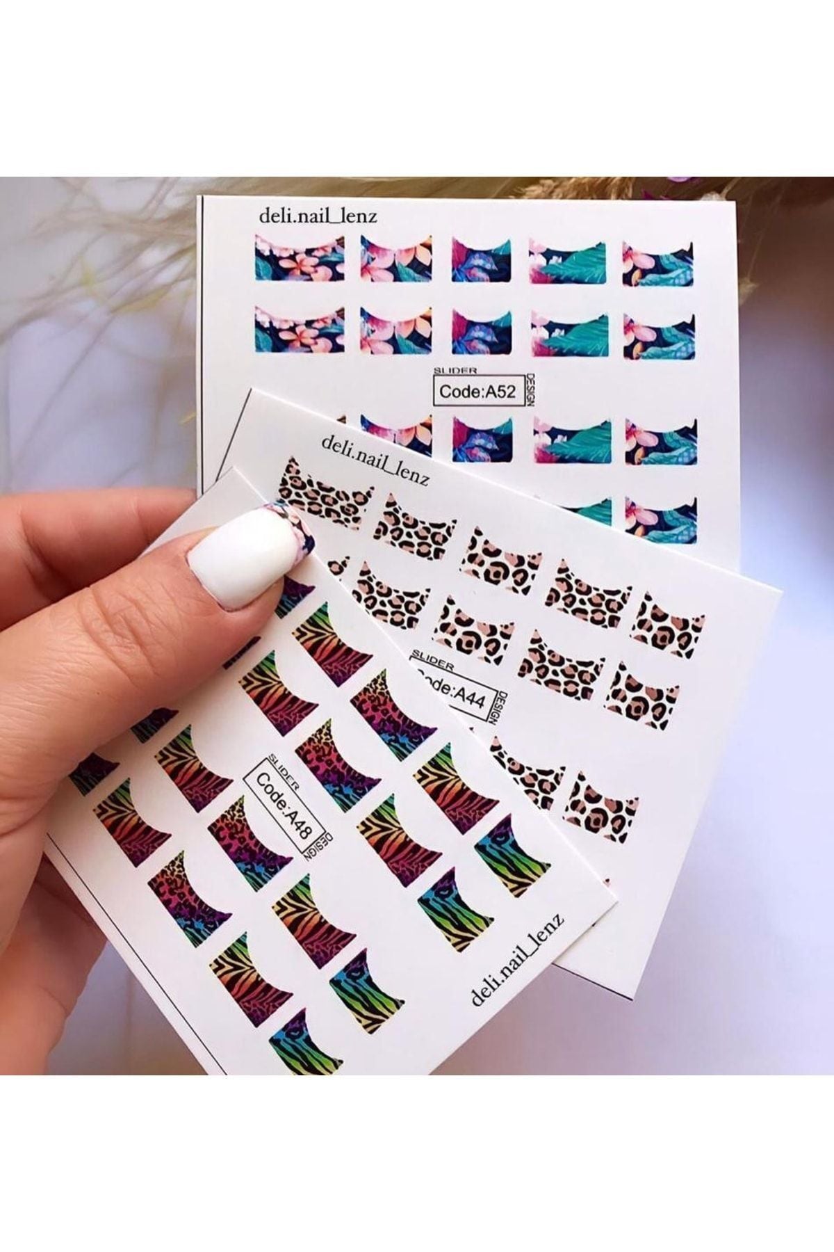 Çiçek Frenç A 52 Desenli Tırnak Dövmesi Tırnak Tattoo Nail Art Tırnak Sticker