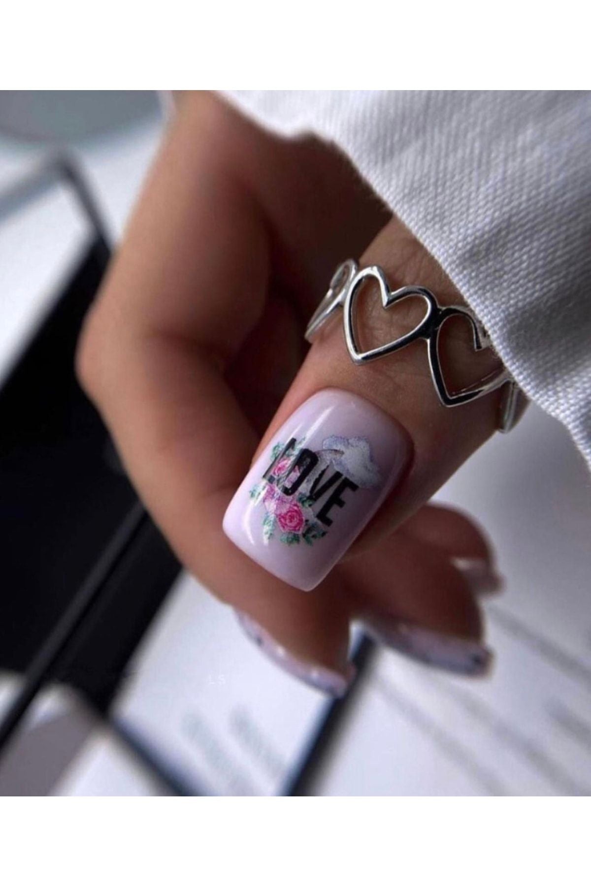 Love Desenli Desenli Tırnak Dövmesi Tırnak Tattoo Nail Art Tırnak Sticker