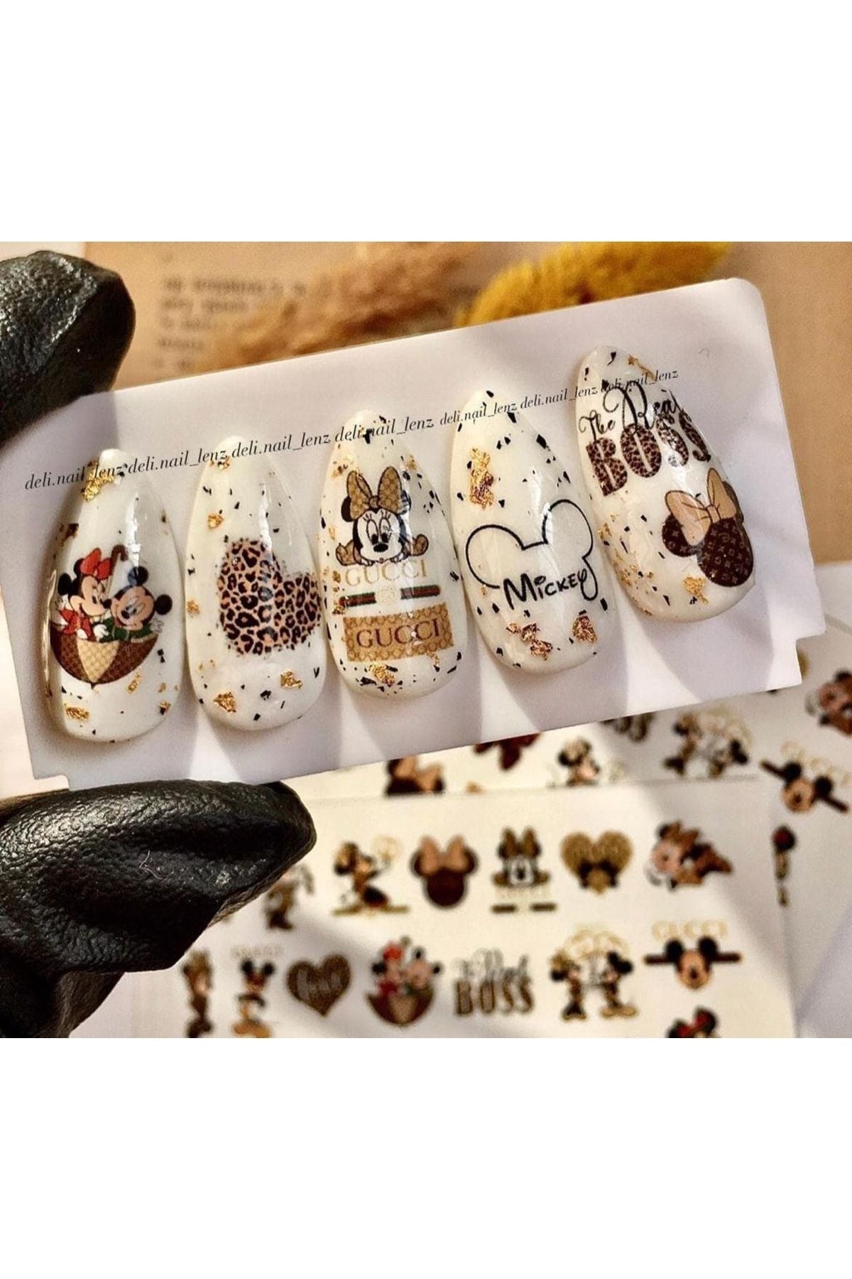 Wifed Kahve Renkli ? Desenli Tırnak Dövmesi Tırnak Tattoo Nail Art Tırnak Sticker