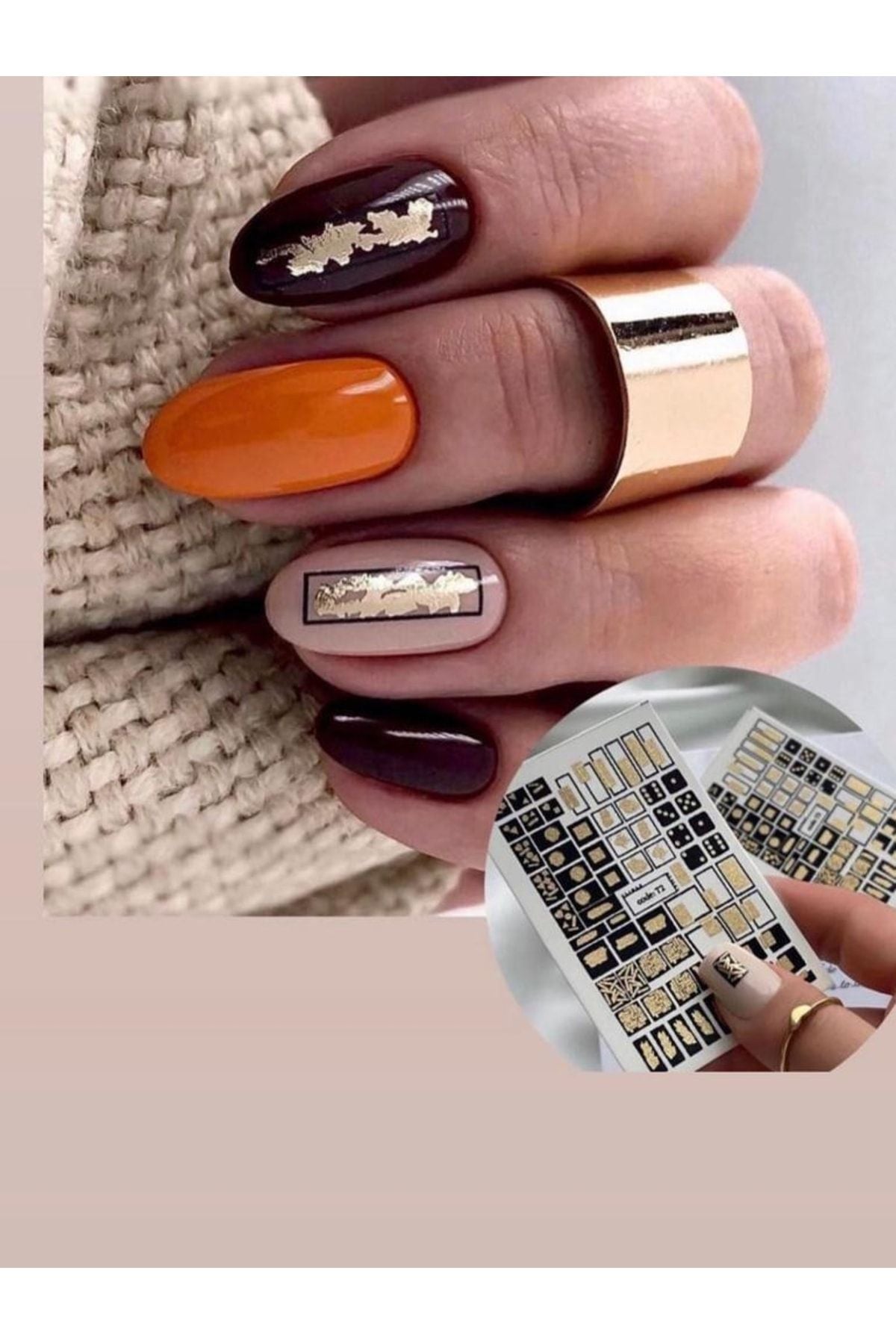 Parlak Desenli Tırnak Dövmesi Tırnak Tattoo Nail Art Tırnak Sticker